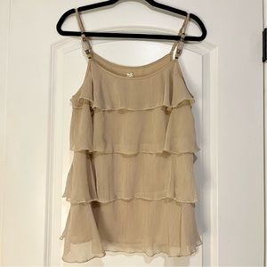 Tan Layered Beaded Tank Top Size L